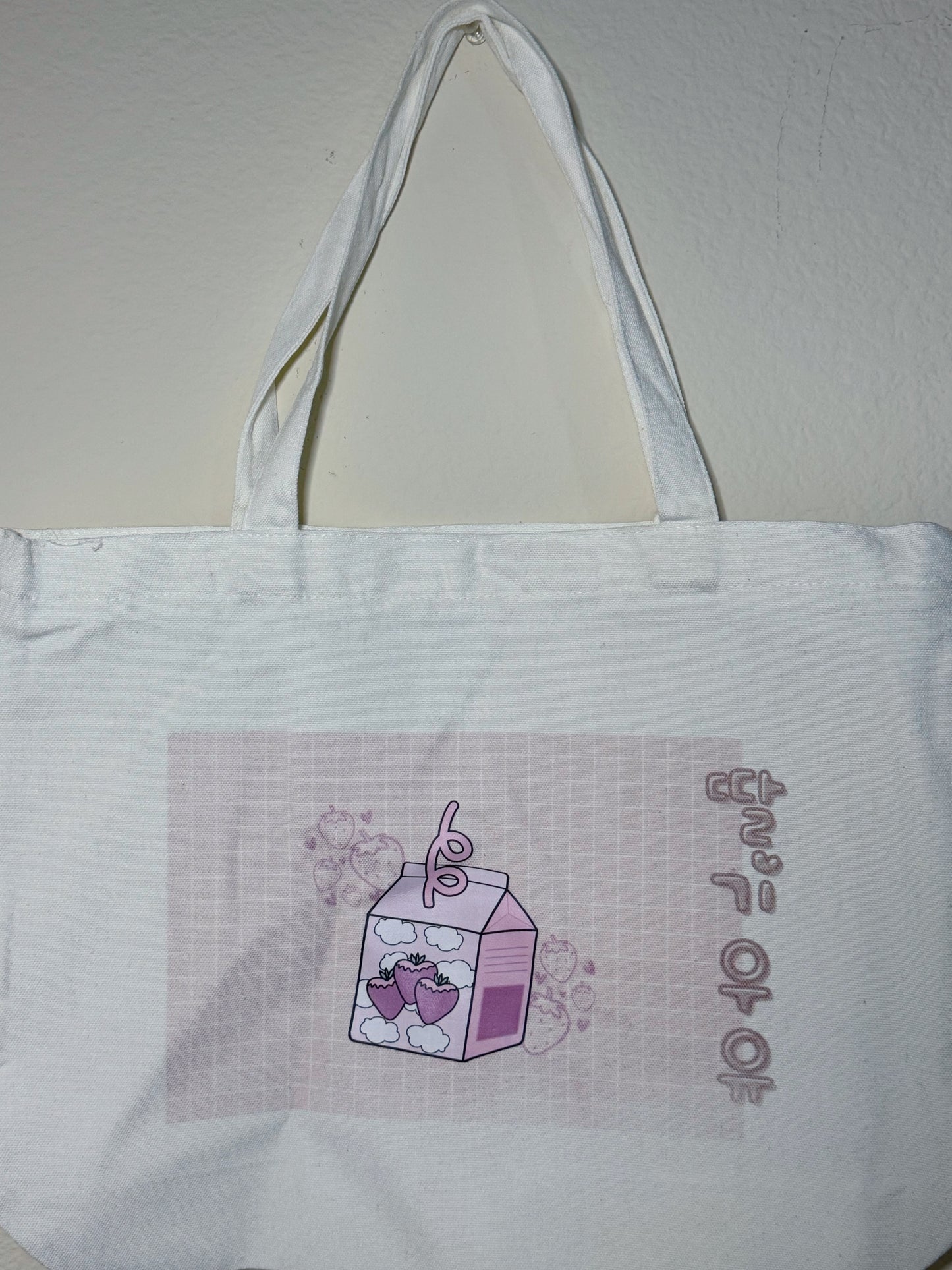 Strawberry Milk Zipper Tote